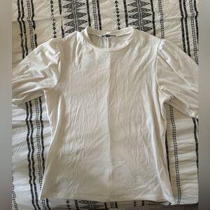 Express white top with puff sleeves